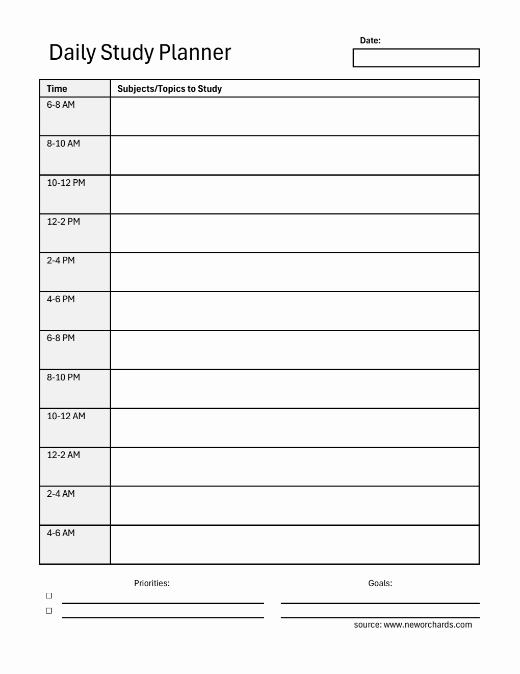 Free Excel Study Planner Templates