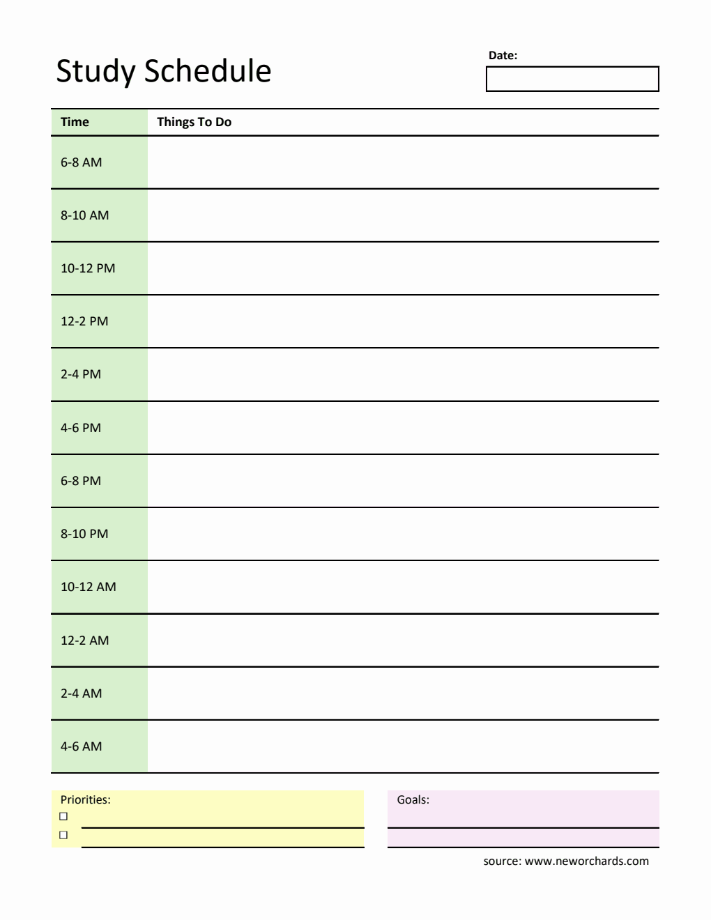 Free Study Schedule Templates (PDF, Word, Excel)