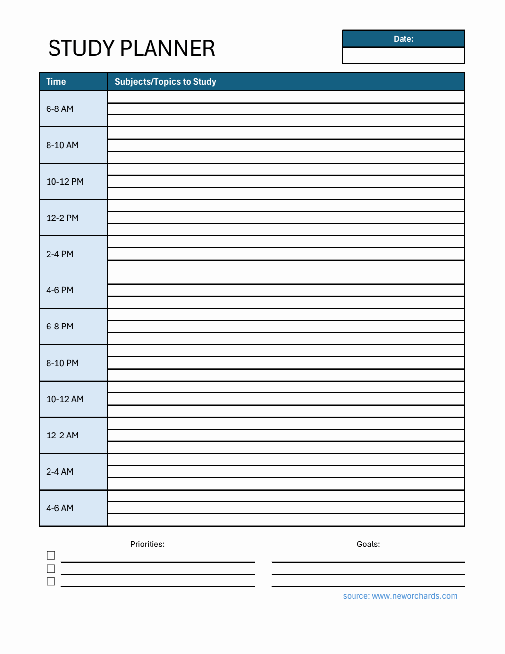 Free Excel Study Planner Templates