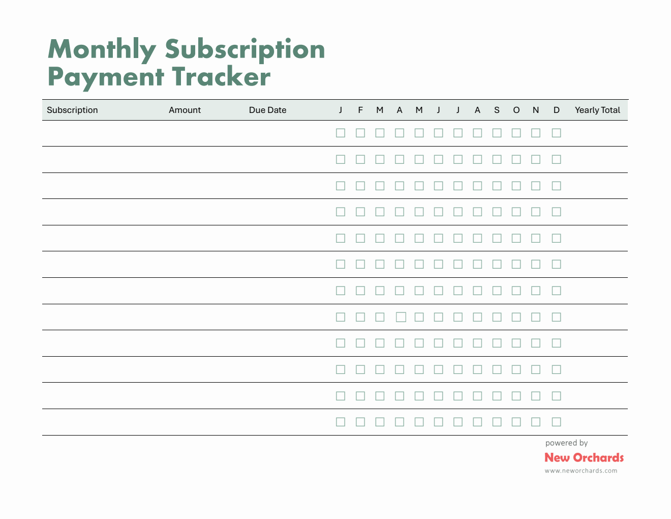 Free Customizable Subscription Tracker Template — Word