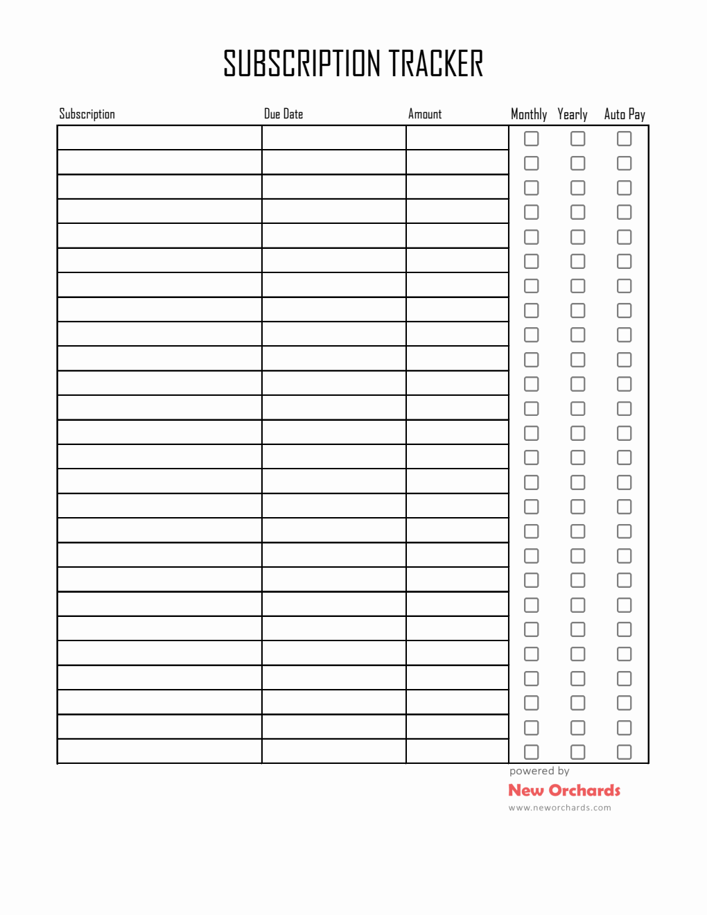 Free  Subscription Tracker Template — Excel