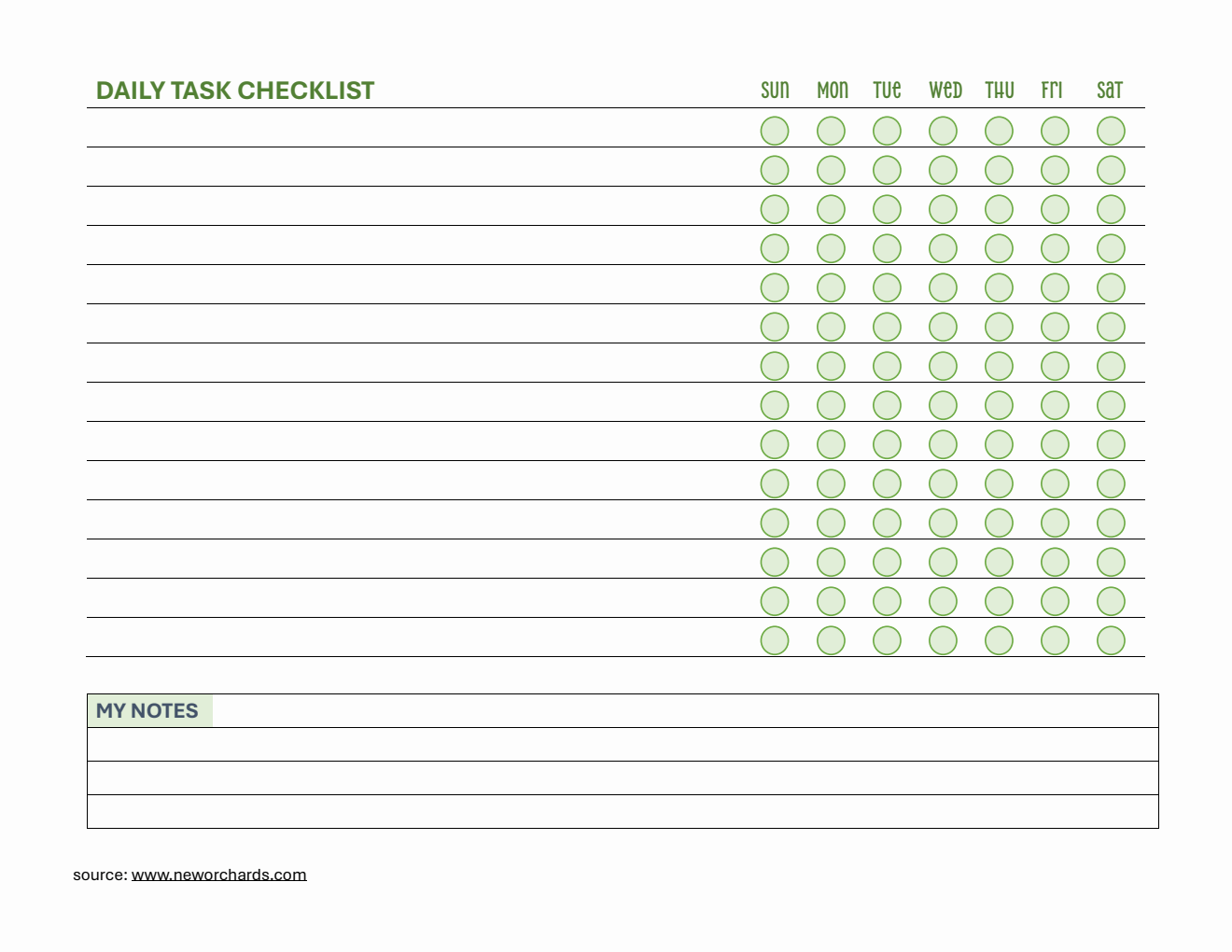 Free Weekly Checklist Templates (PDF, Word, Excel)
