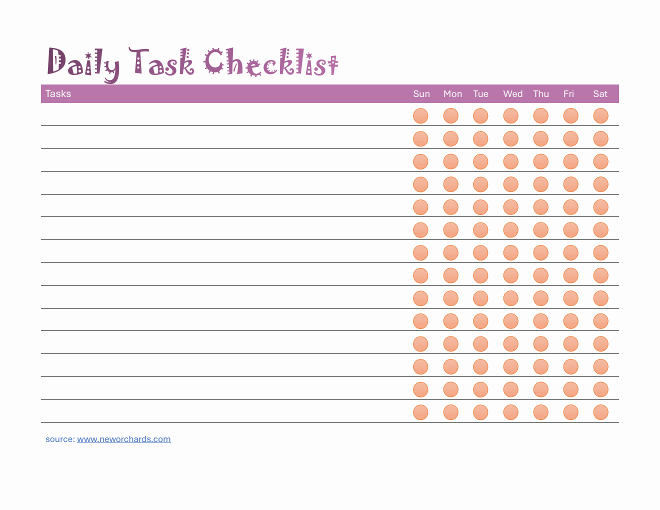  Daily Task Checklist Template Word