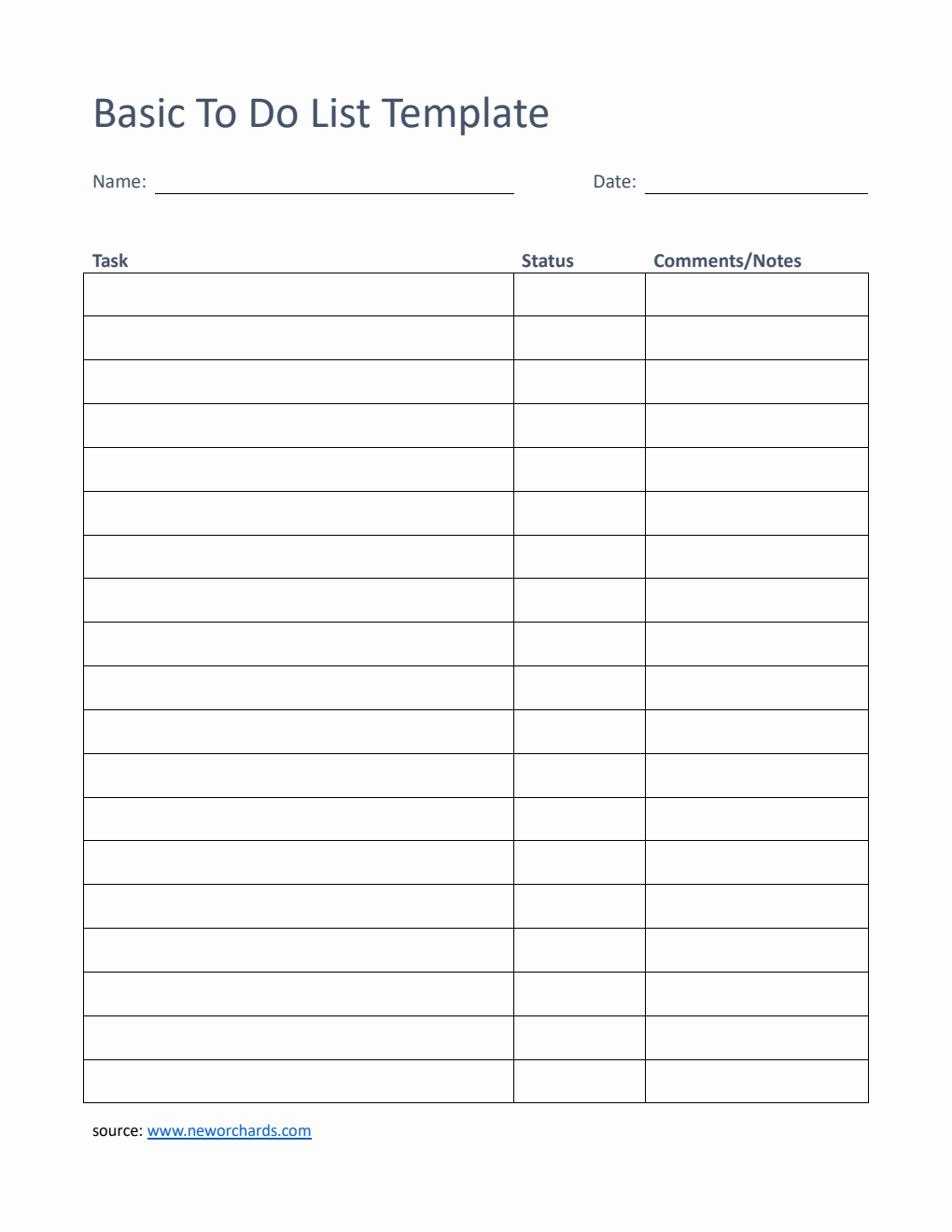 To Do List Template Word (Basic)