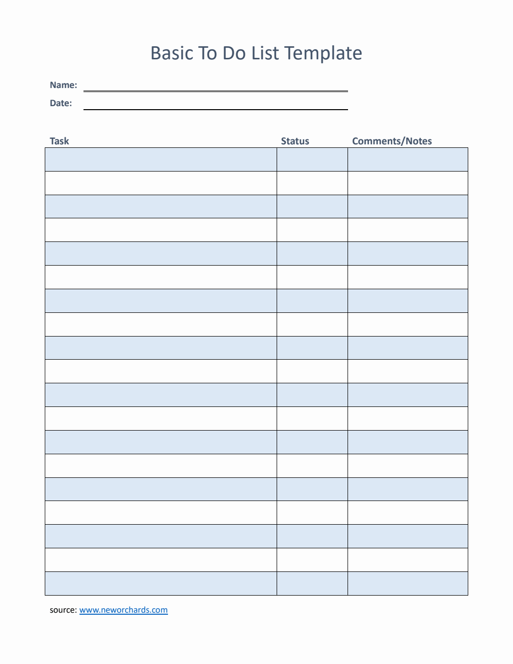 To Do List Template Word (Blue)