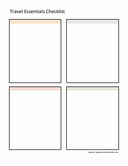 Customizable Travel Essentials List Template - PDF Format