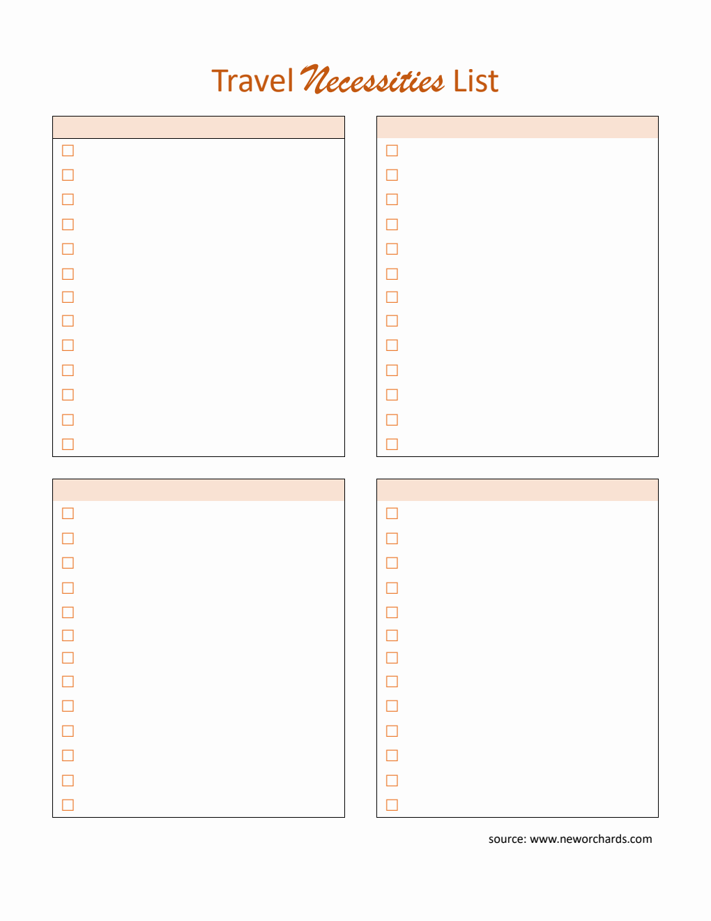 Travel Essential List.pdf Free Travel Essentials List Templates (PDF, Word, Excel)