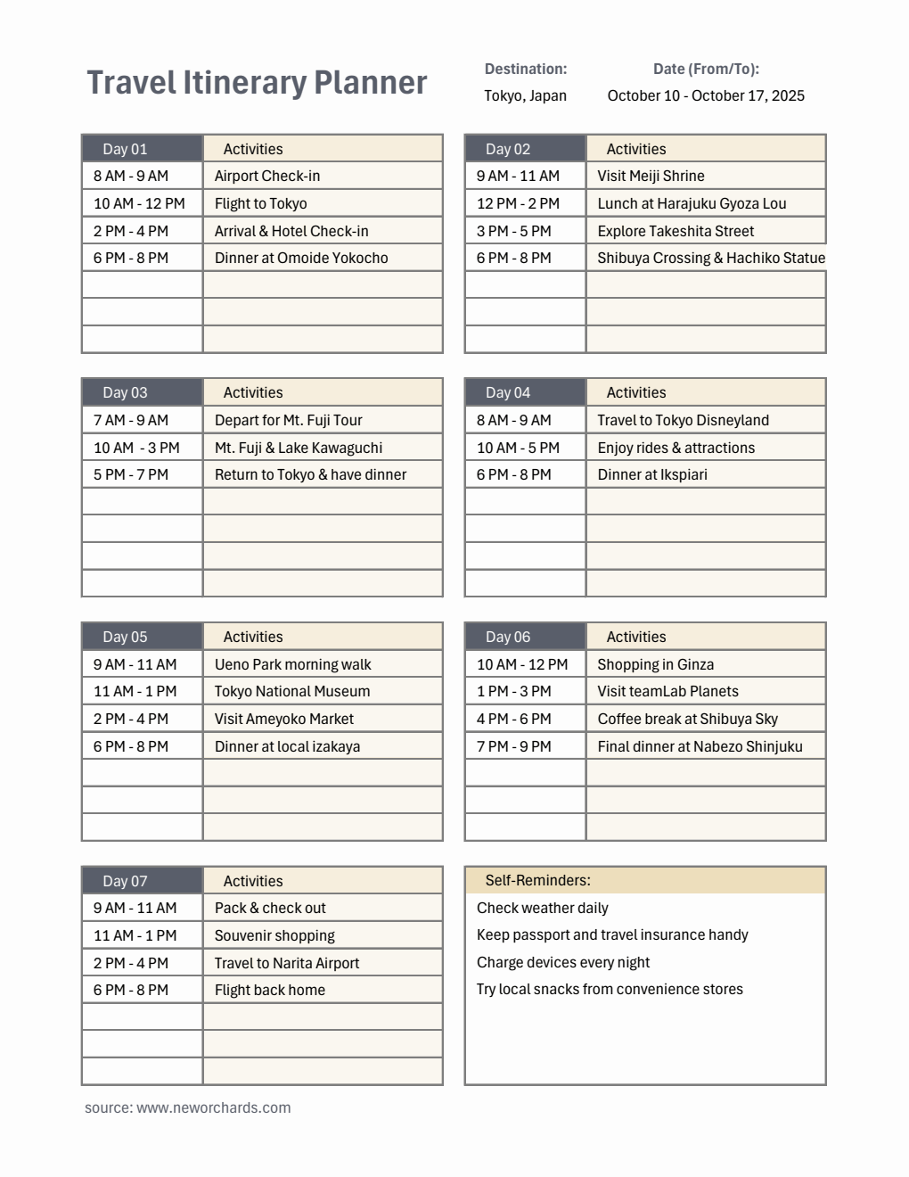 Free Itinerary Templates (PDF, Word, Excel)