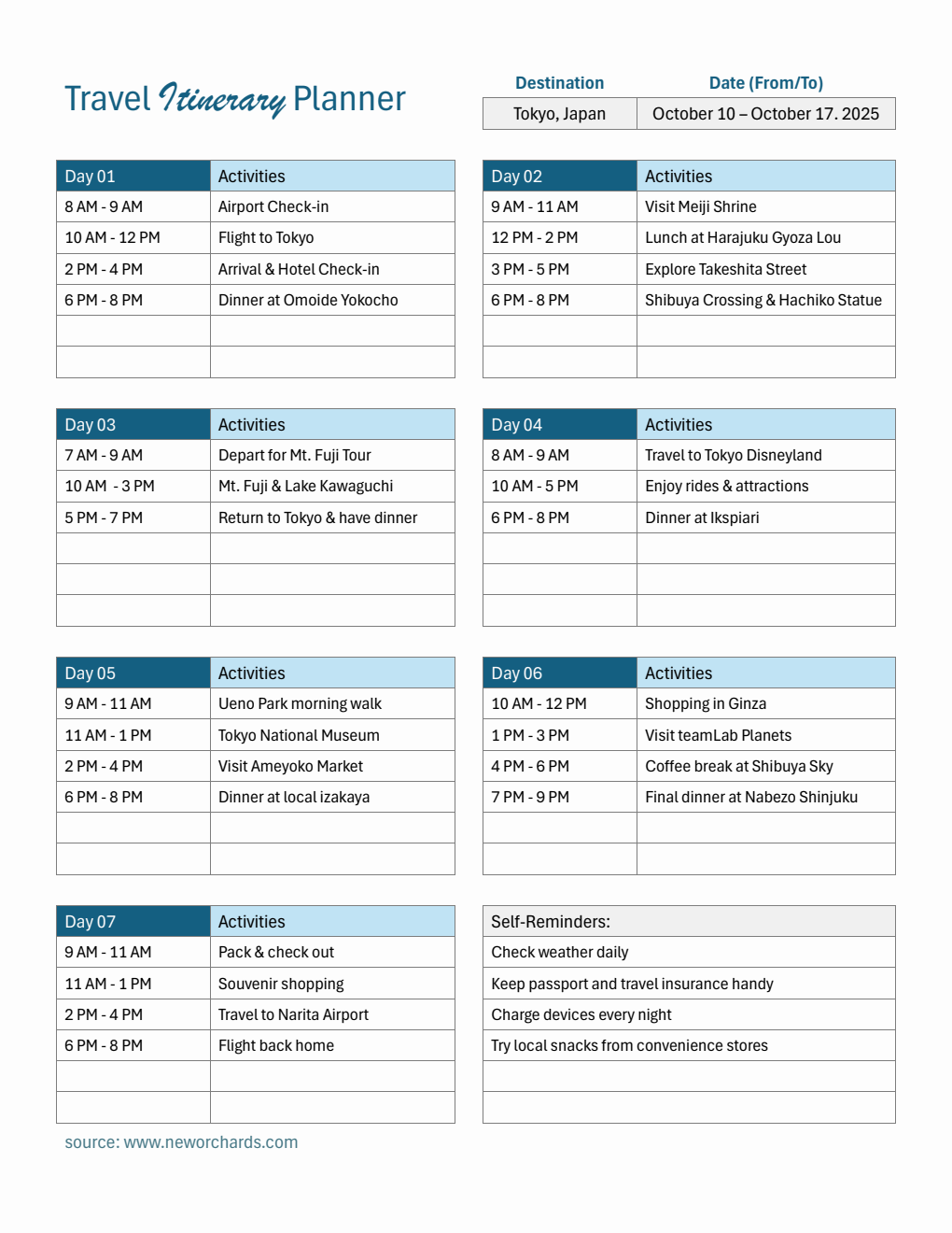 Free Itinerary Templates PDF Word Excel free-itinerary-templates-pdf-word-excel
