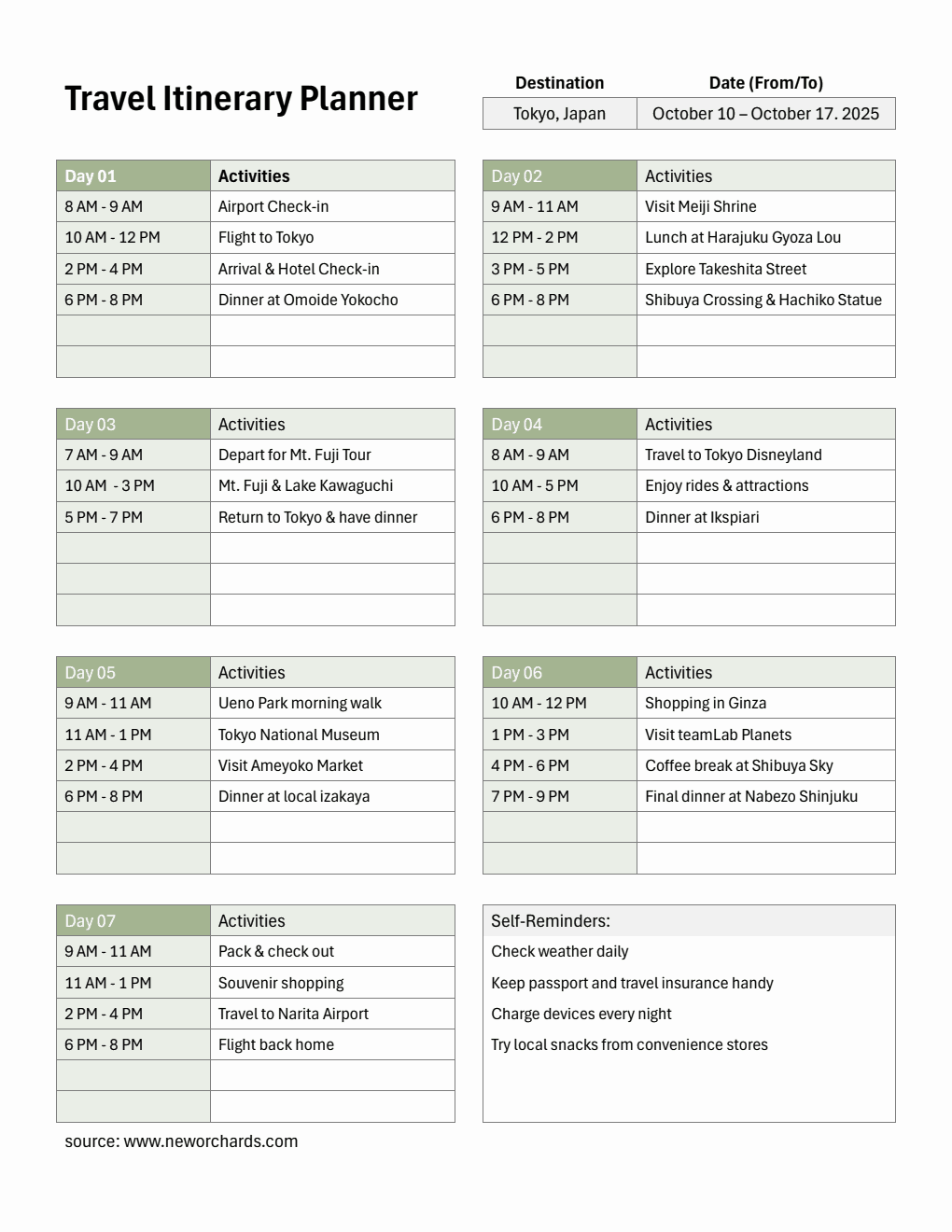 Free Word Itinerary Templates free-word-itinerary-templates
