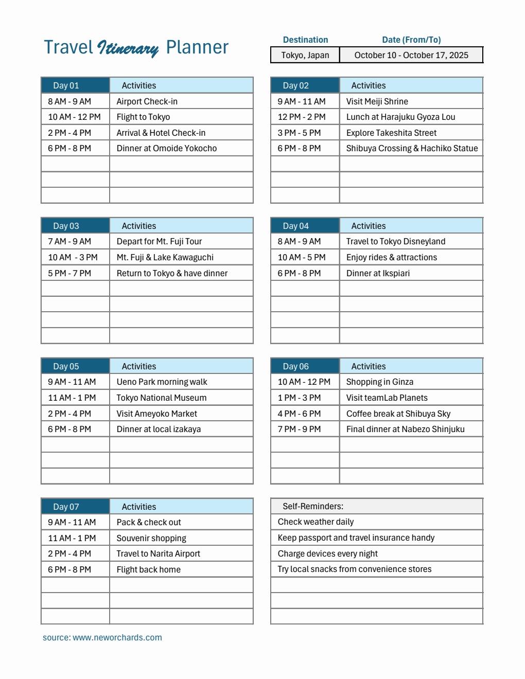 Free Vacation Planner Templates PDF Word Excel Free Vacation Planner Templates PDF Word Excel