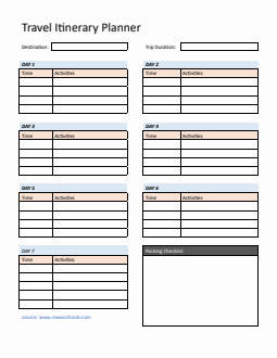 Free Basic Itinerary Template -  Download in Word
