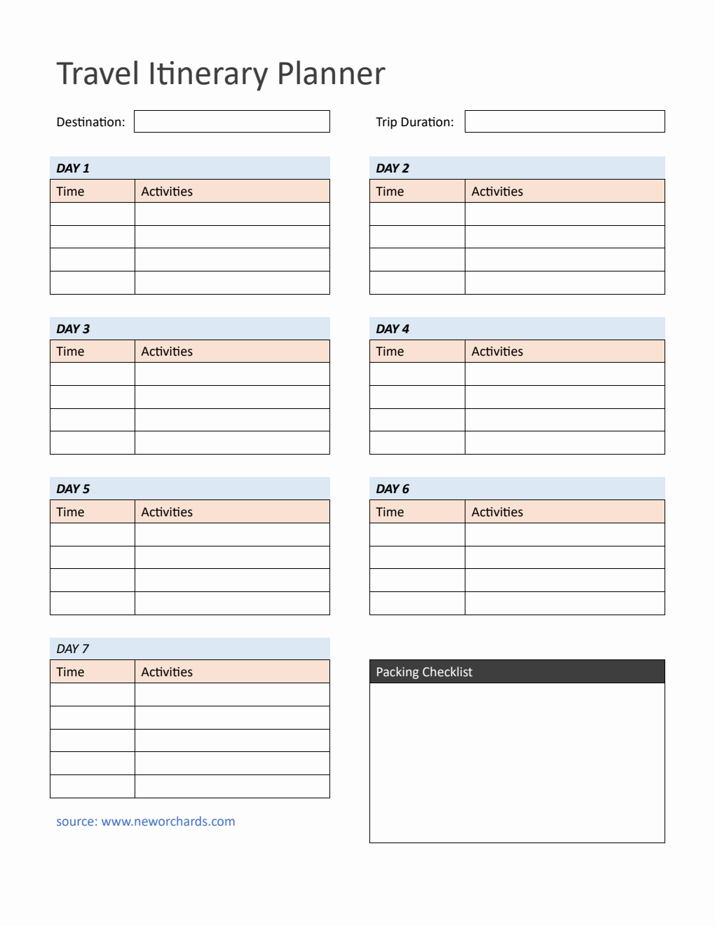 Free Vacation Planner Templates PDF Word Excel Free Vacation Planner Templates PDF Word Excel