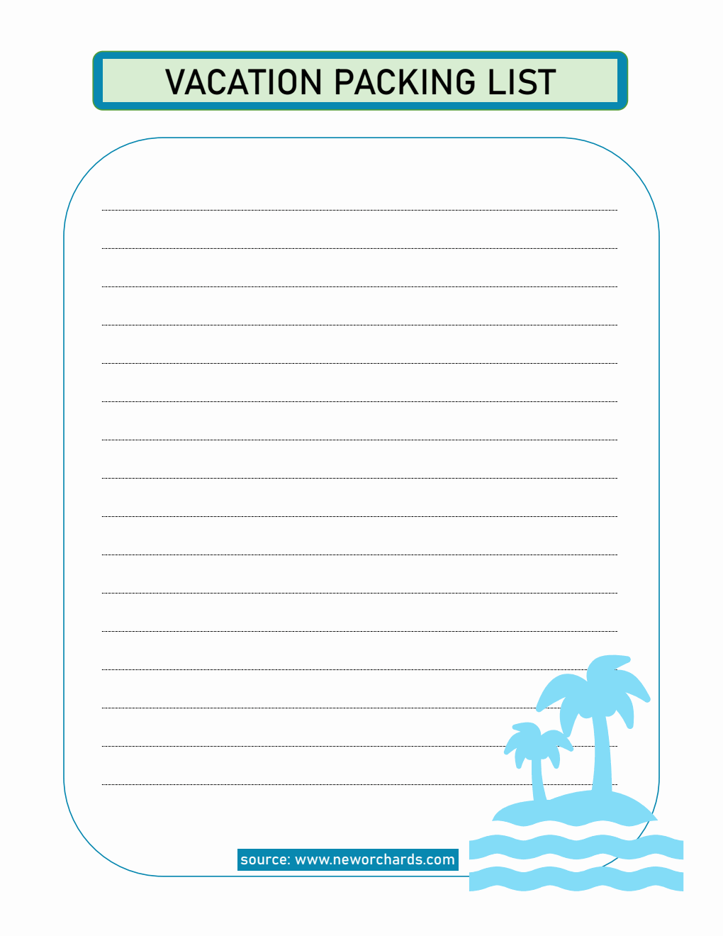 Printable Vacation Checklist Template - Free Word Download