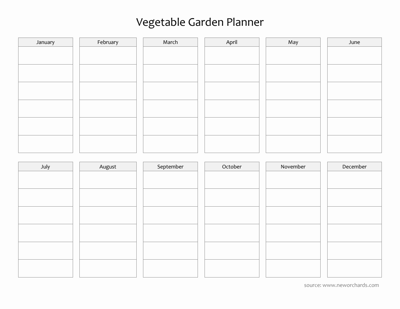 Free Blank Vegetable Garden Planner in Word