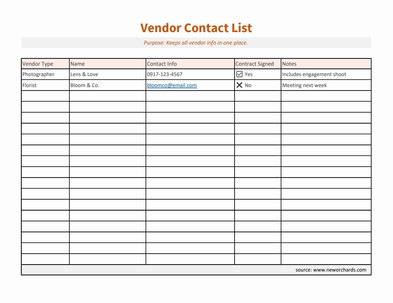 Free Excel Event Planning Templates