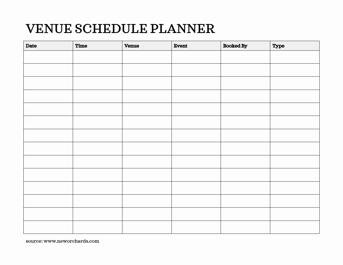 Venue Schedule Template - Free to Customize in PDF