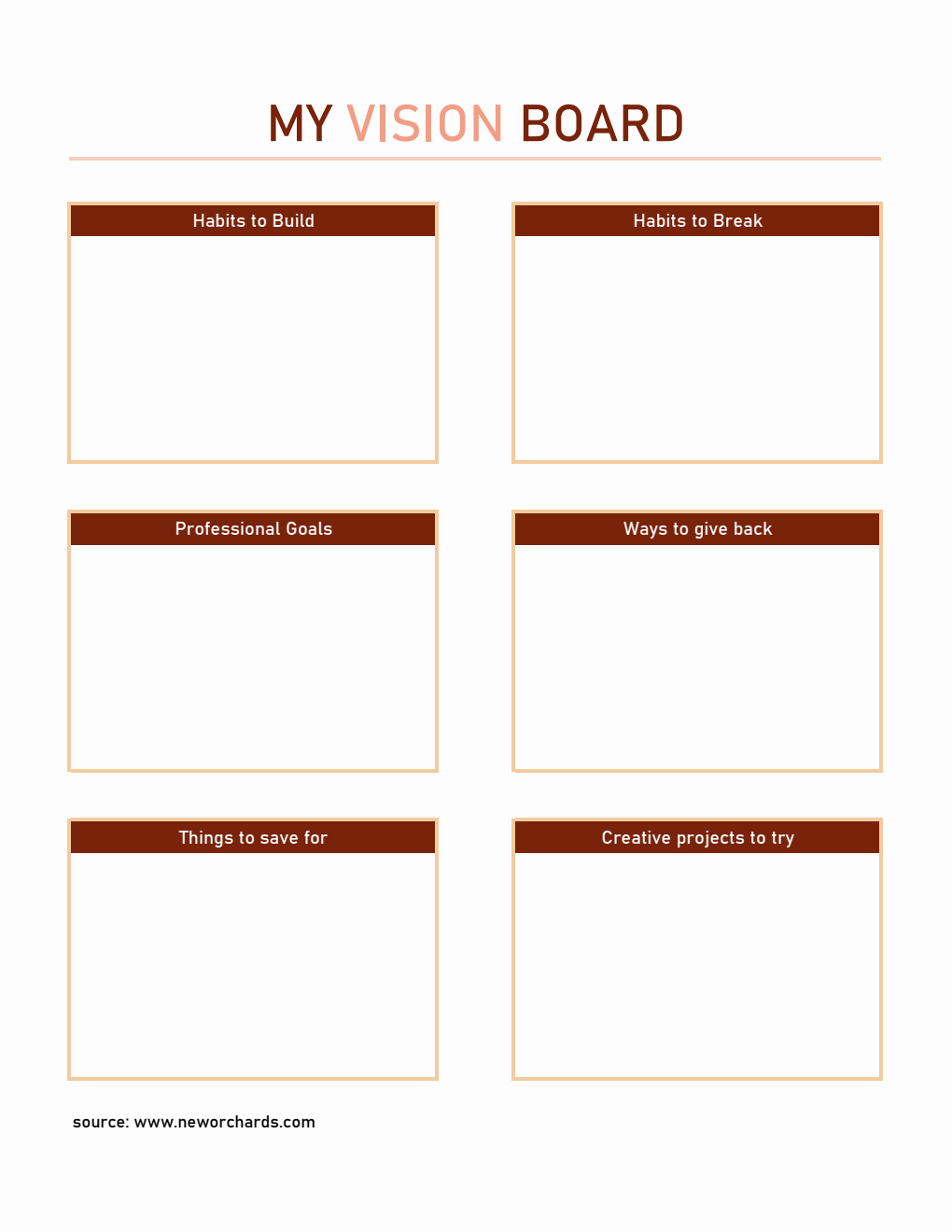 Free PDF Vision Board Planner Templates