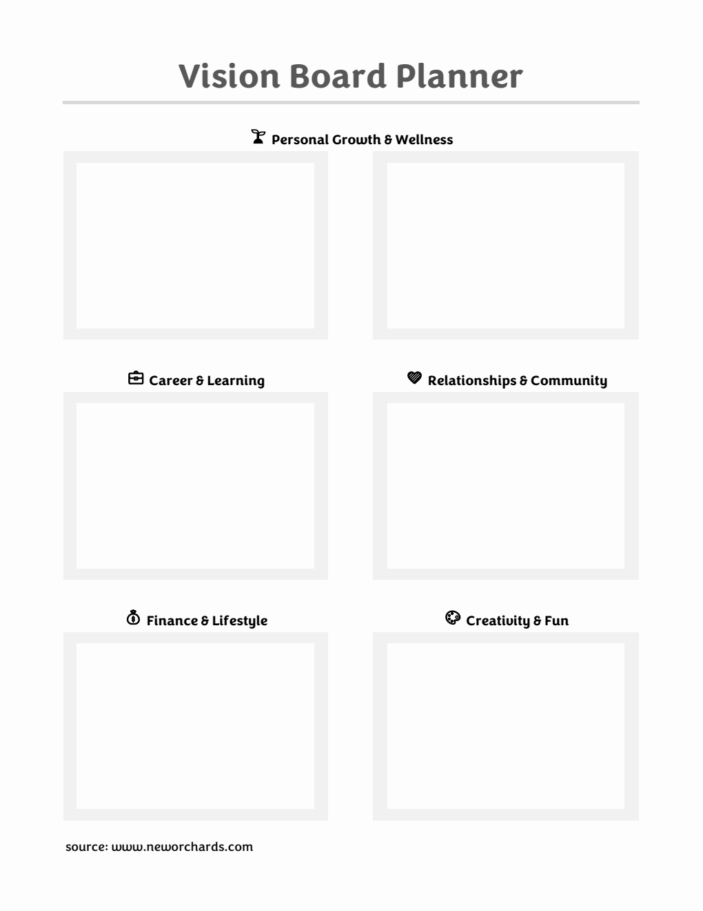 Free PDF Vision Board Planner Templates