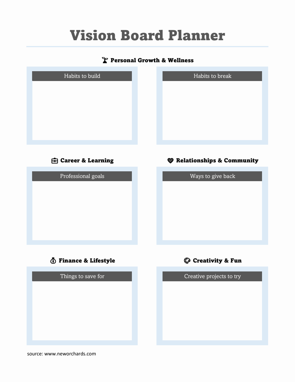 Free Vision Board Planner Templates (PDF, Word, Excel)