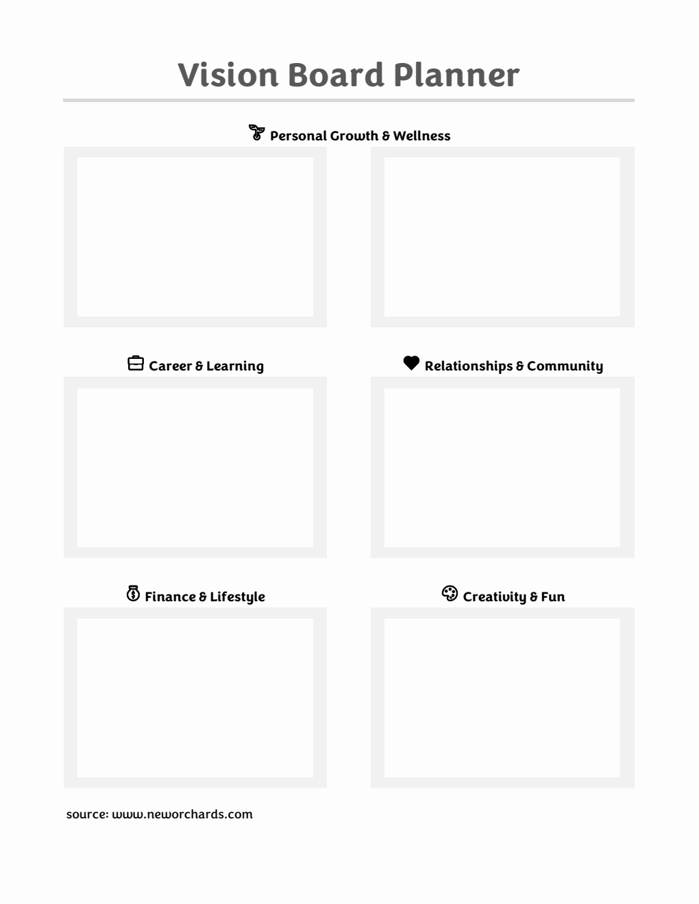 Printable Vision Board Planner | Free Excel Download
