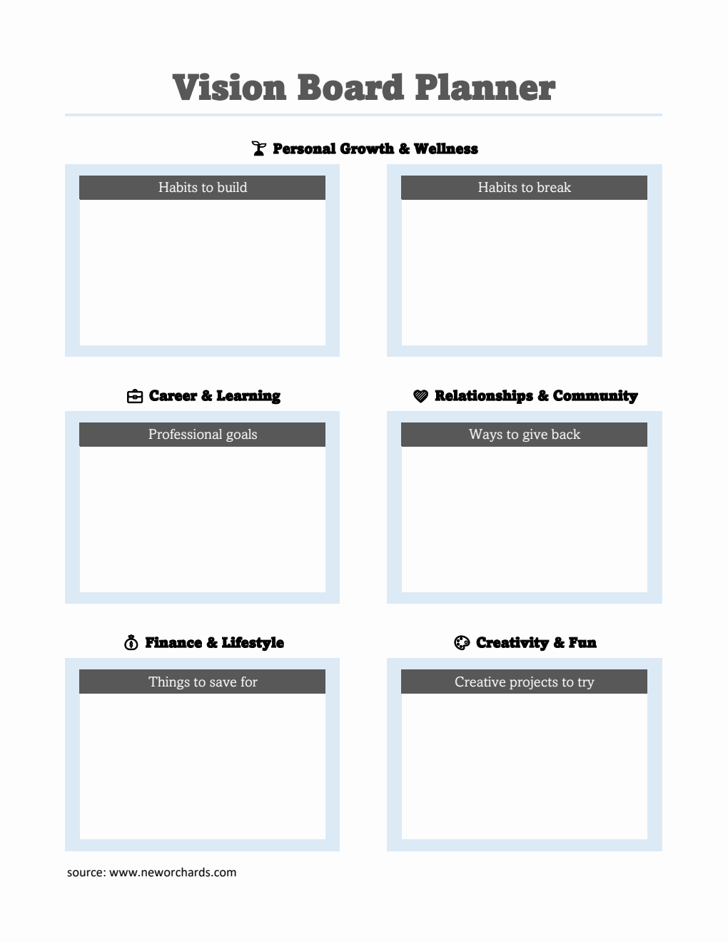 Free Vision Board Planner Templates (PDF, Word, Excel)