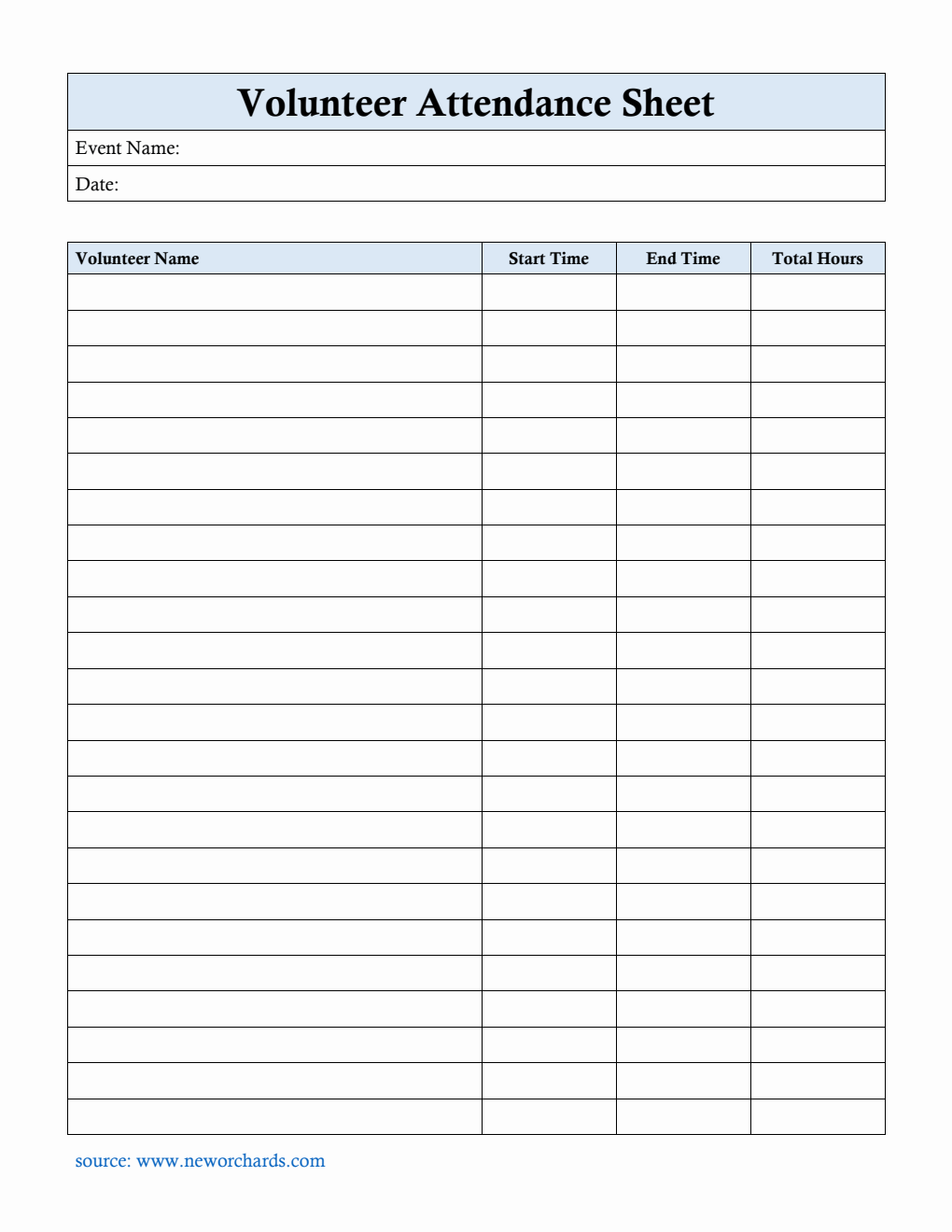  Volunteer Attendance Sheet in PDF