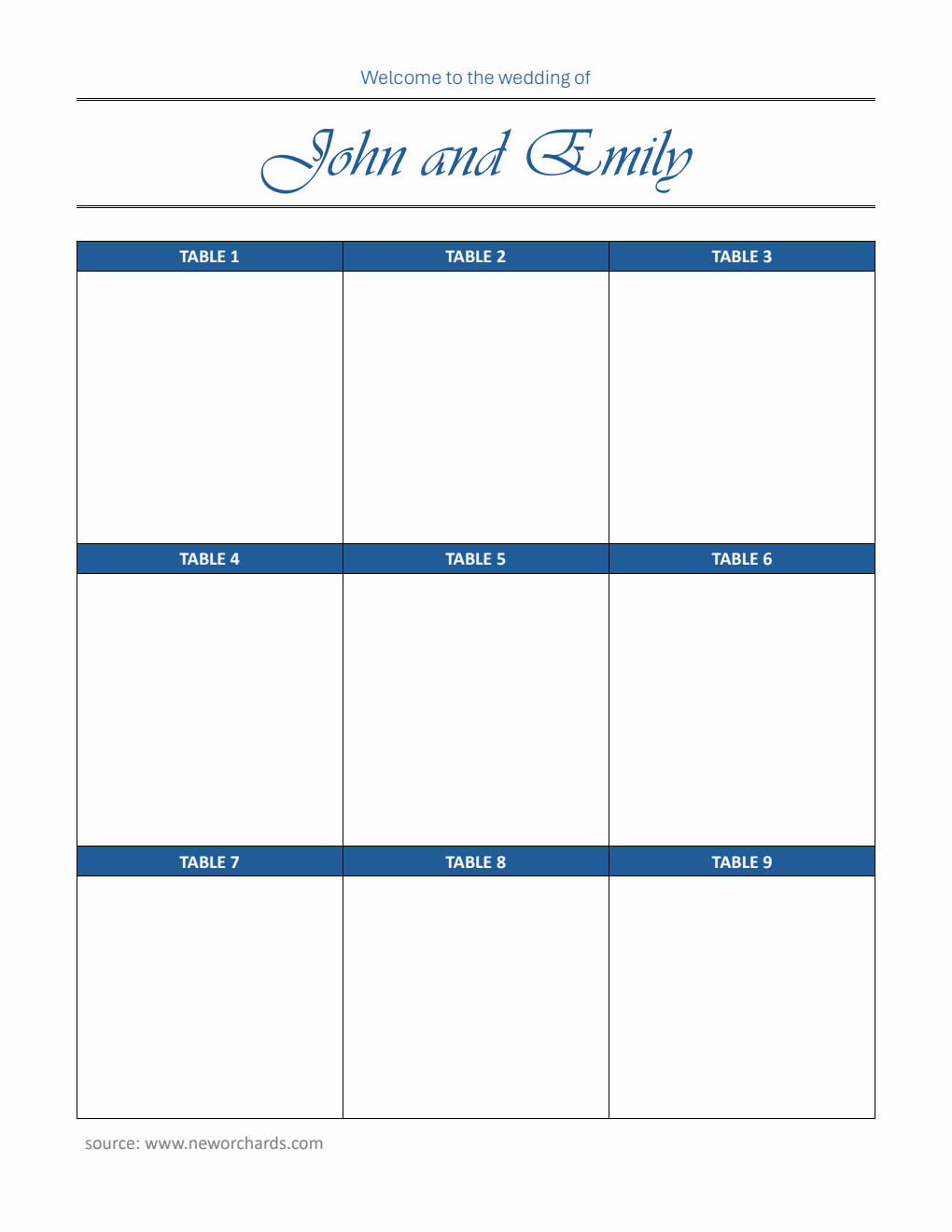 Free Word Seating Chart Templates