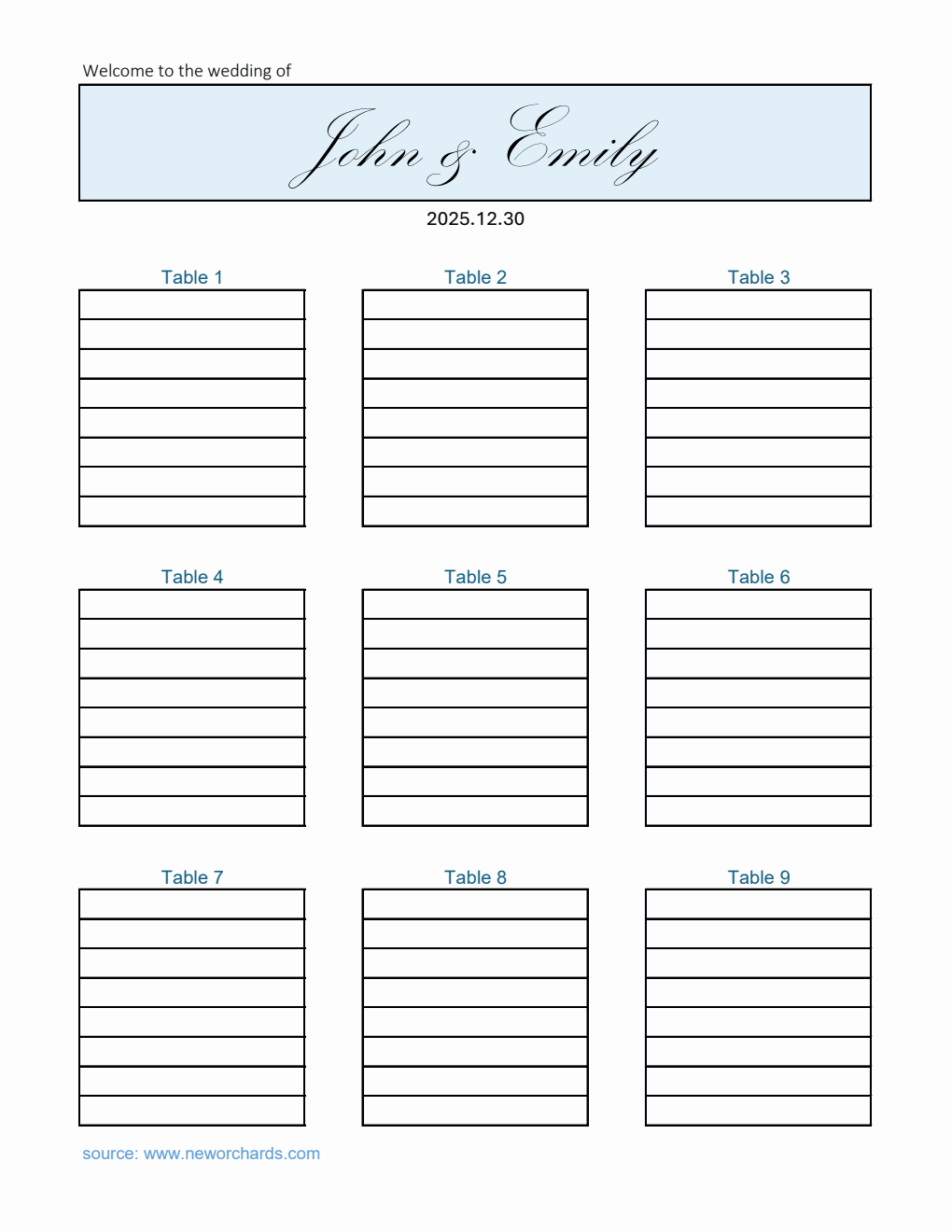 Wedding Seating Chart.pdf Free Wedding Seating Chart Templates (PDF, Word, Excel)