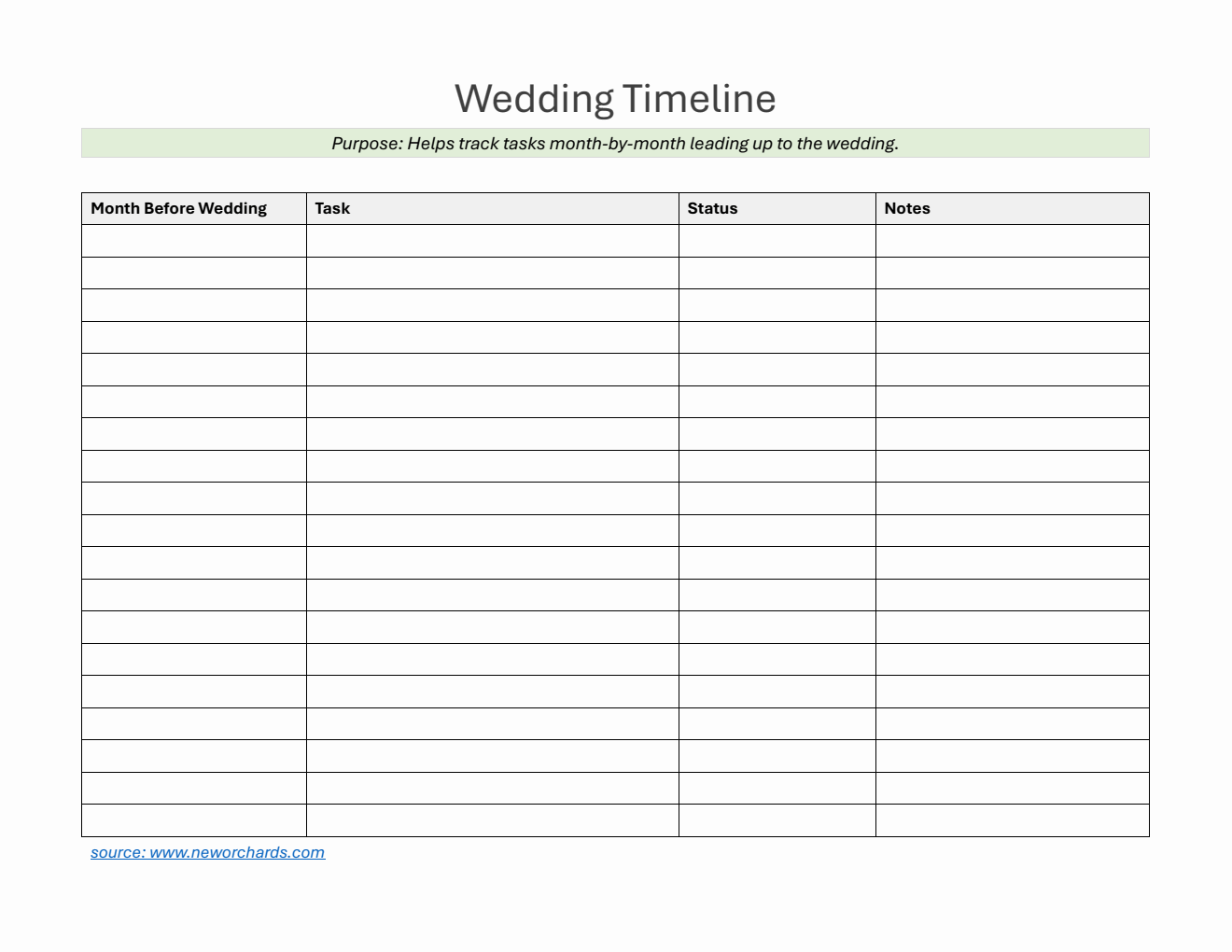 Wedding Timeline Template in PDF