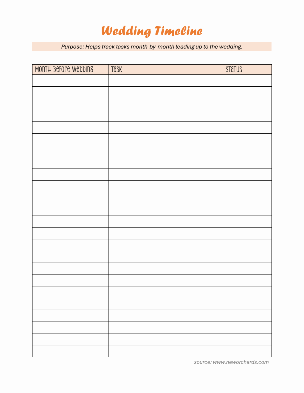 Customizable Wedding Timeline Template in PDF
