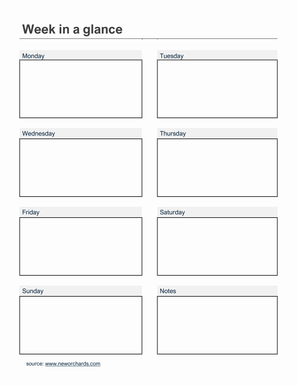 Free PDF Week At A Glance Templates