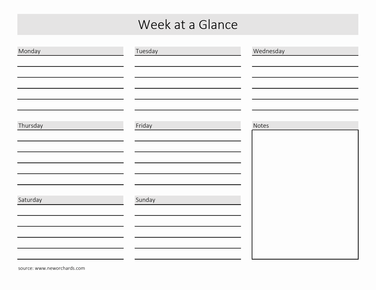 Free Week At A Glance Templates (PDF, Word, Excel)