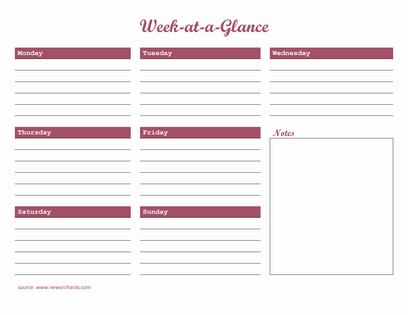 Simple Week Calendar Pdf Free PDF Weekly Planner Templates
