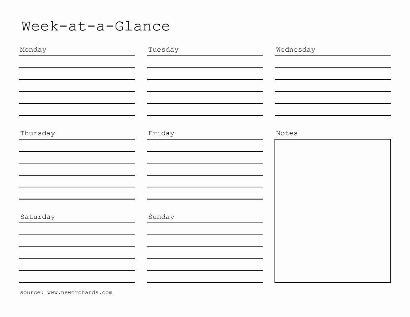 Printable Week At A Glance Template Excel