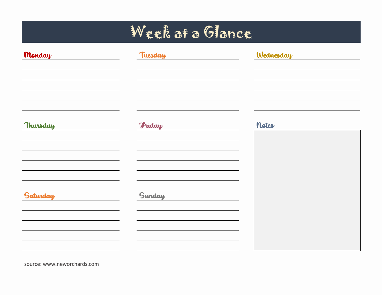 Free Word Weekly Planner Templates