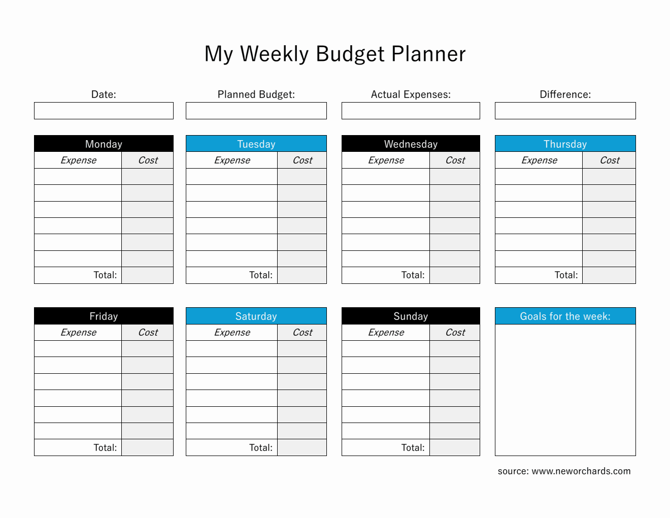 Free Weekly Budget Planner Templates (PDF, Word, Excel)