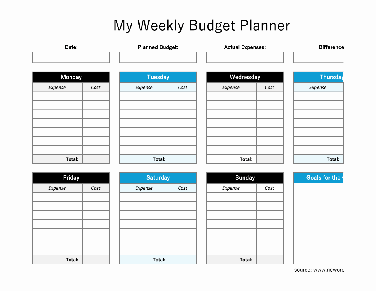 Free Weekly Budget Planner Templates (PDF, Word, Excel)