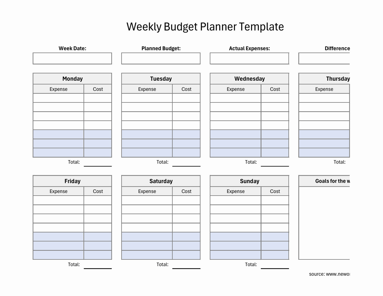 Free Weekly Budget Planner Templates (PDF, Word, Excel)