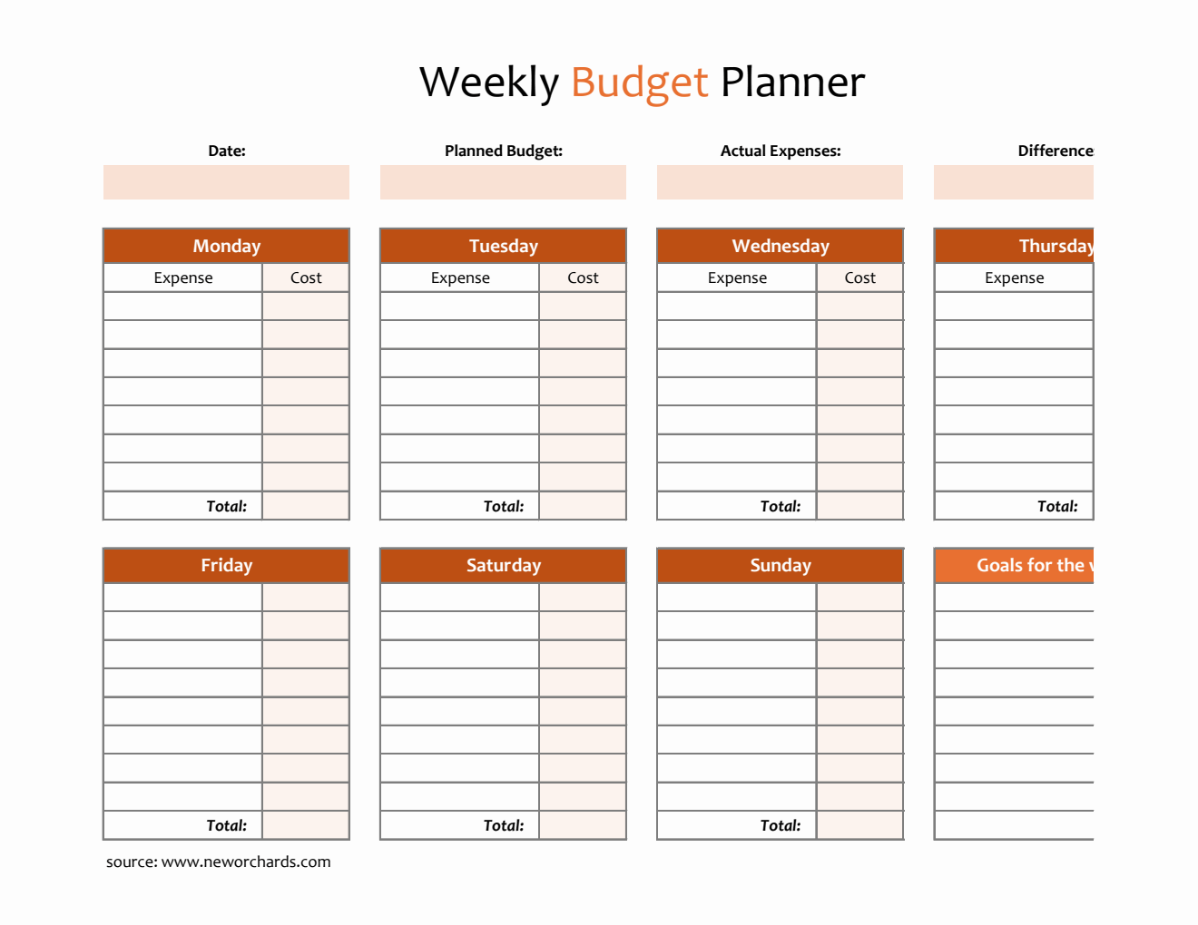 Free Weekly Budget Planner Templates (PDF, Word, Excel)