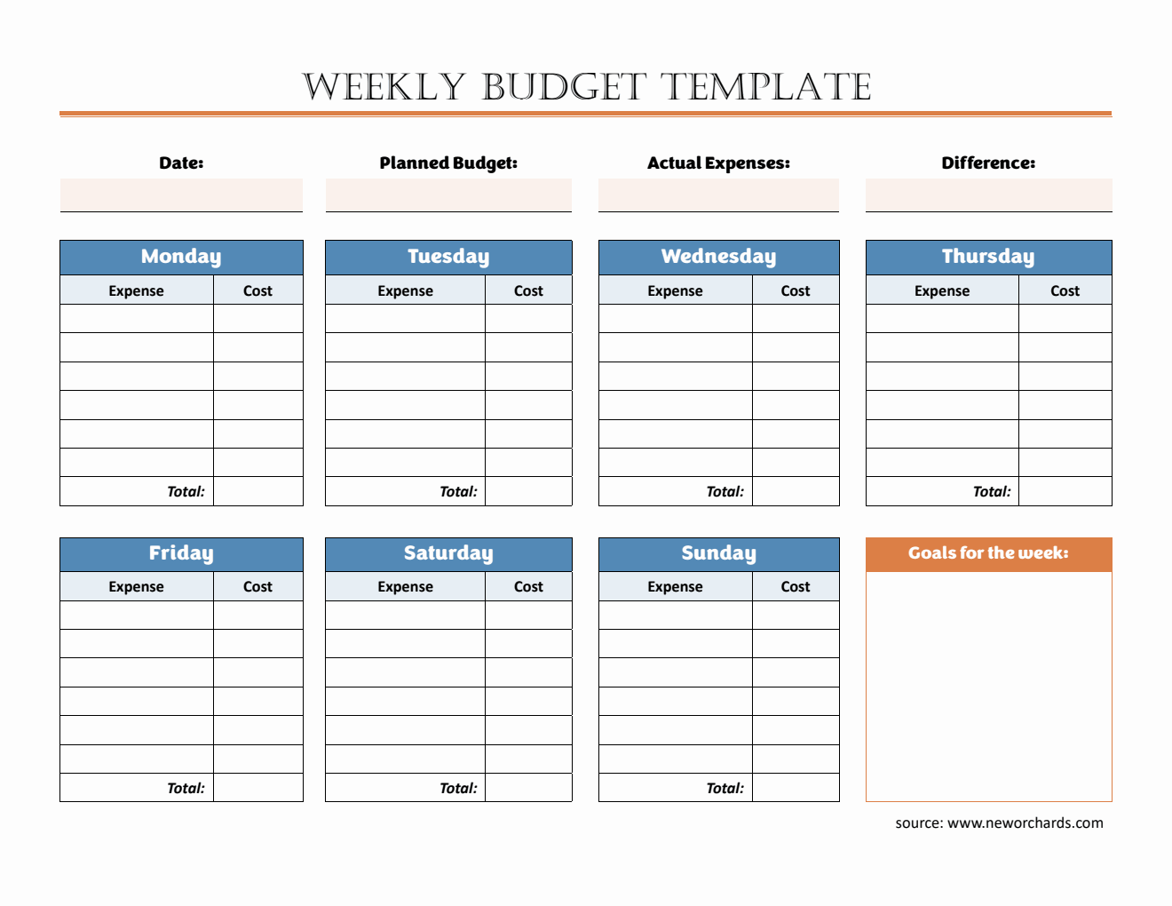 Weekly Budget Template PDF - Track Expenses & Manage Your Finances