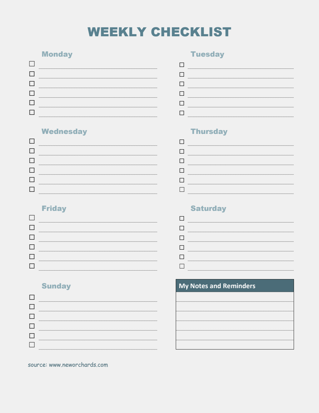 Free Weekly Checklist Templates (PDF, Word, Excel)