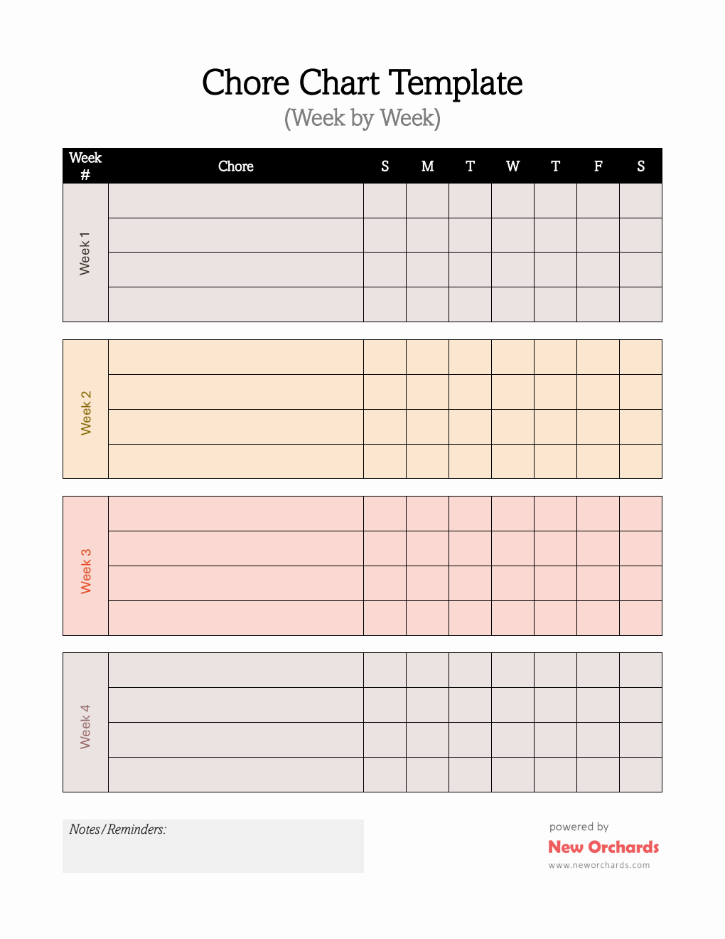 Daily Chore Chart Template | Free Printable in PDF
