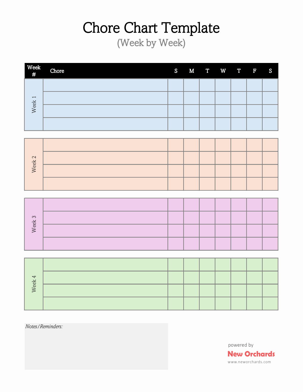 Free Weekly Chore Chart Templates (PDF, Word, Excel)