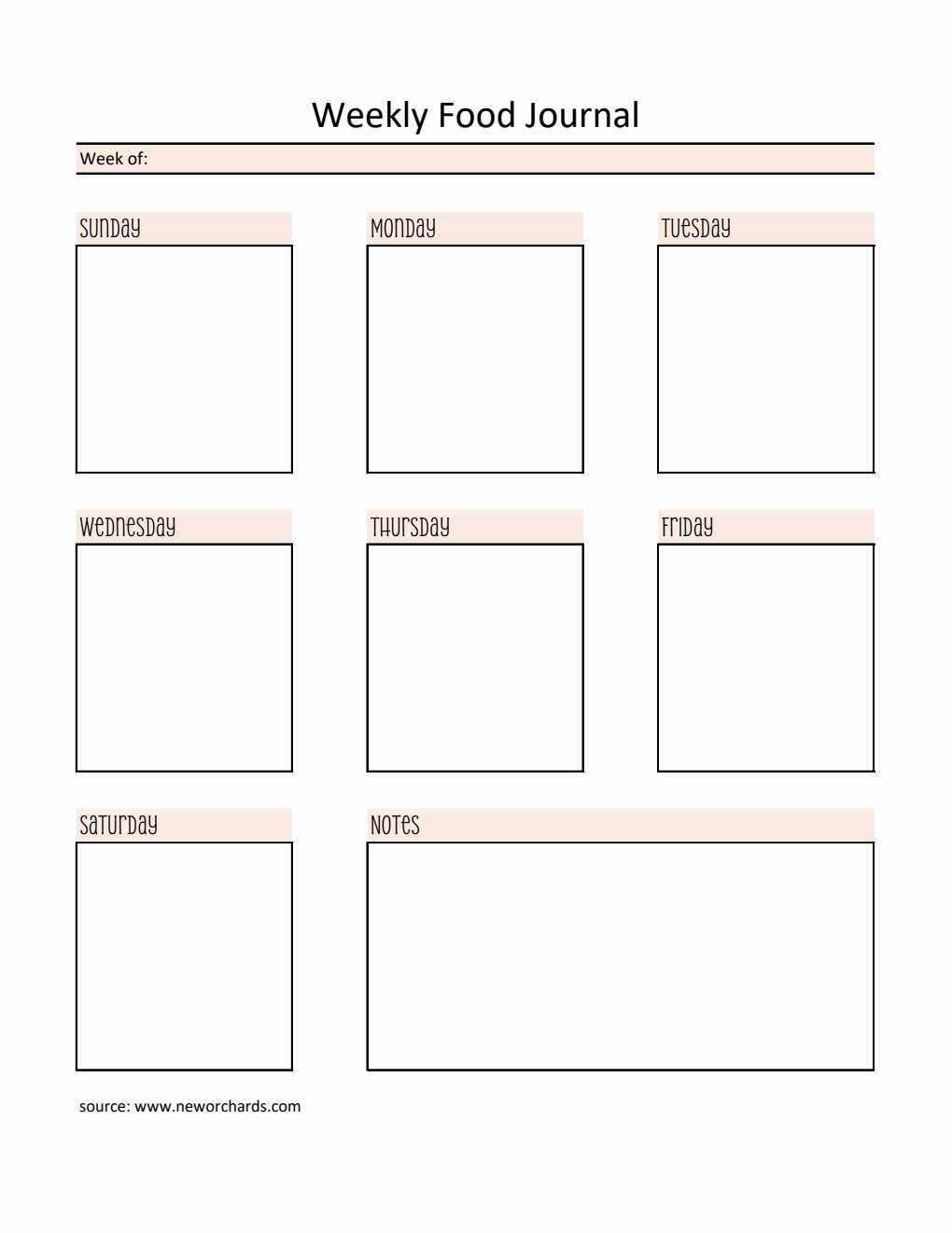  Weekly Food Journal Template |  Free Excel Download
