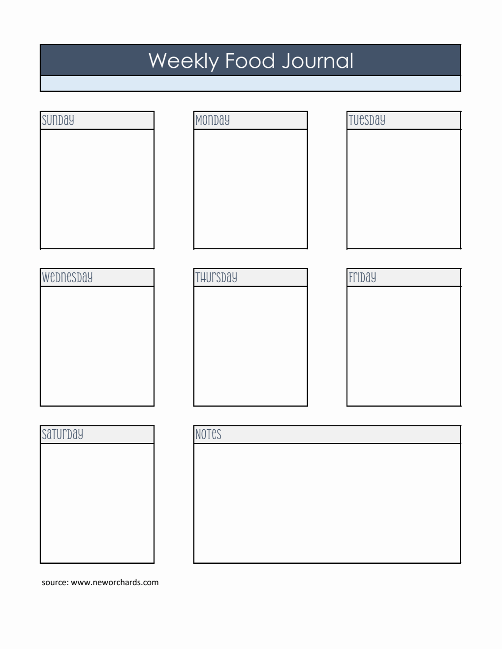 Editable Weekly Food Journal Template |  Free Excel Download