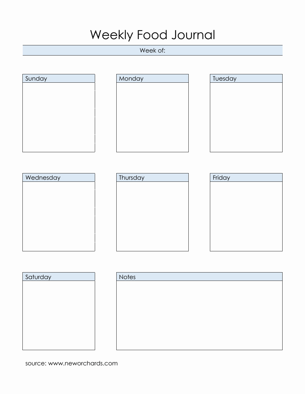 Customizable Weekly Food Journal Template |  Free Word Download