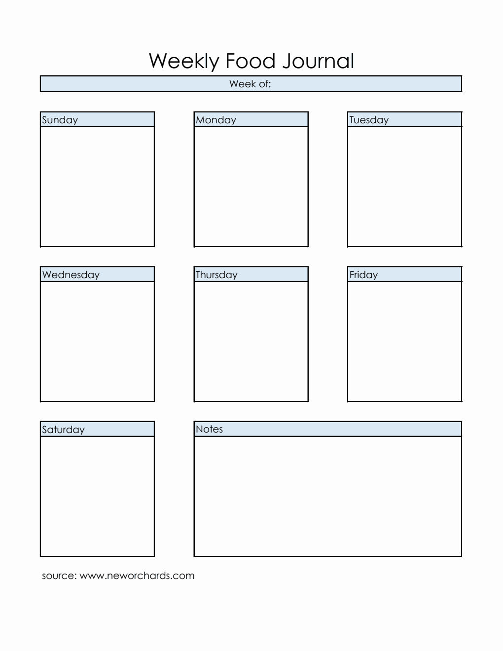 Customizable Weekly Food Journal Template |  Free Excel Download