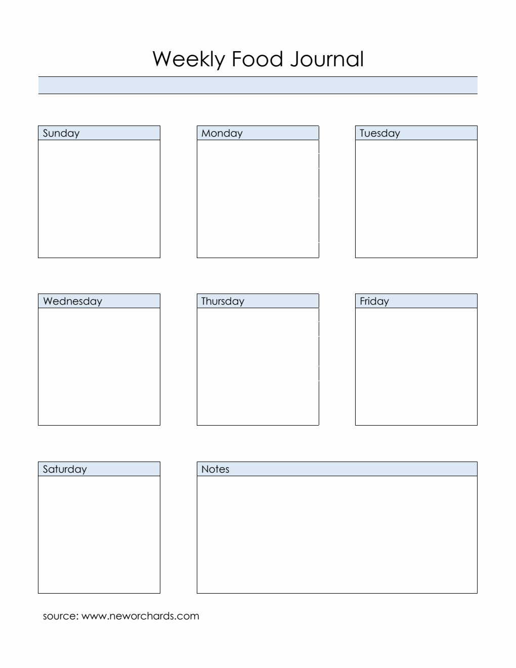 Customizable Weekly Food Journal Template |  Free PDF Download