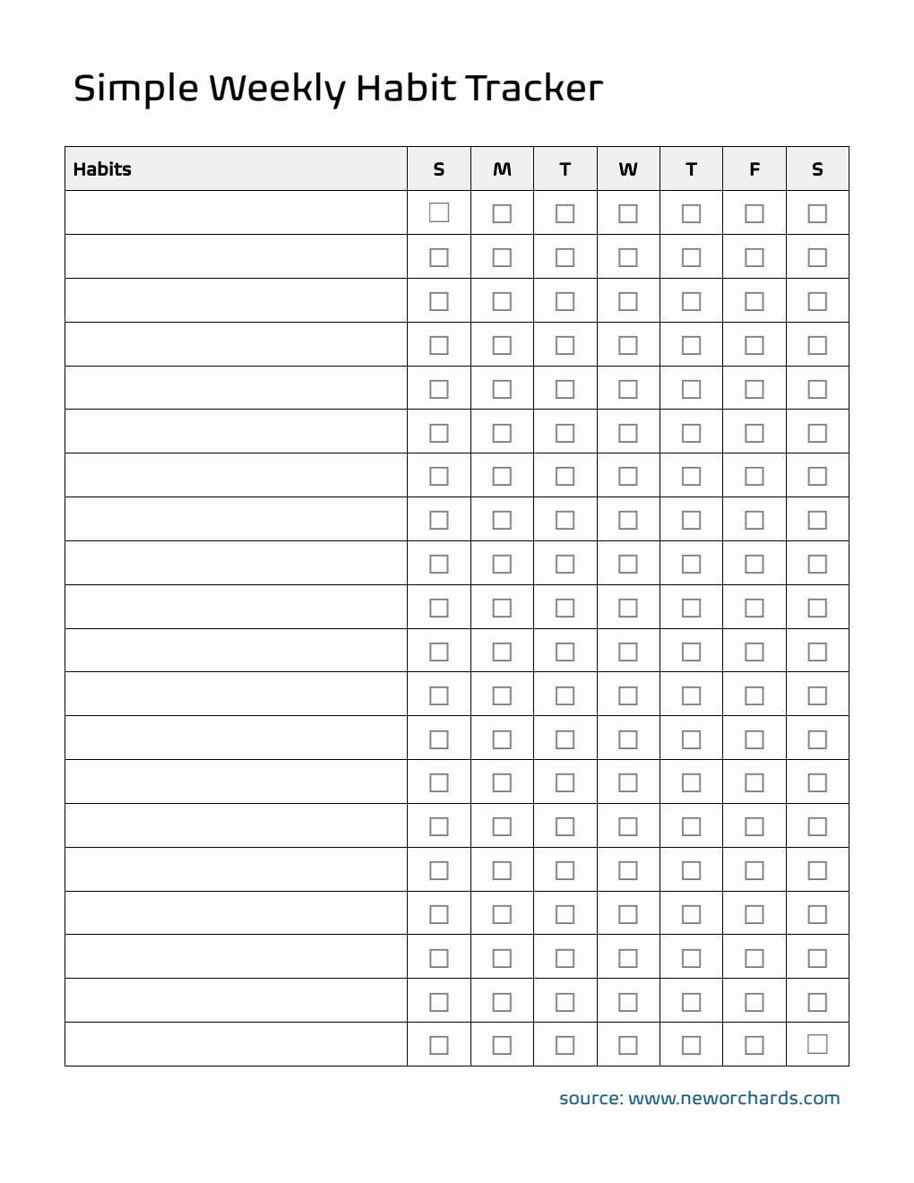 Free Simple Weekly Habit Tracker (PDF)